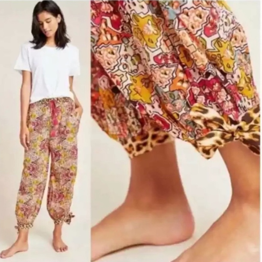 Anthropologie Liane Lounge Harem Sleep
Pants Small Multi Floral Animal Print